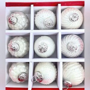 New Martha Stewart Mercury Glass Christmas Ornaments Set of 9 Vtge Kugel Style